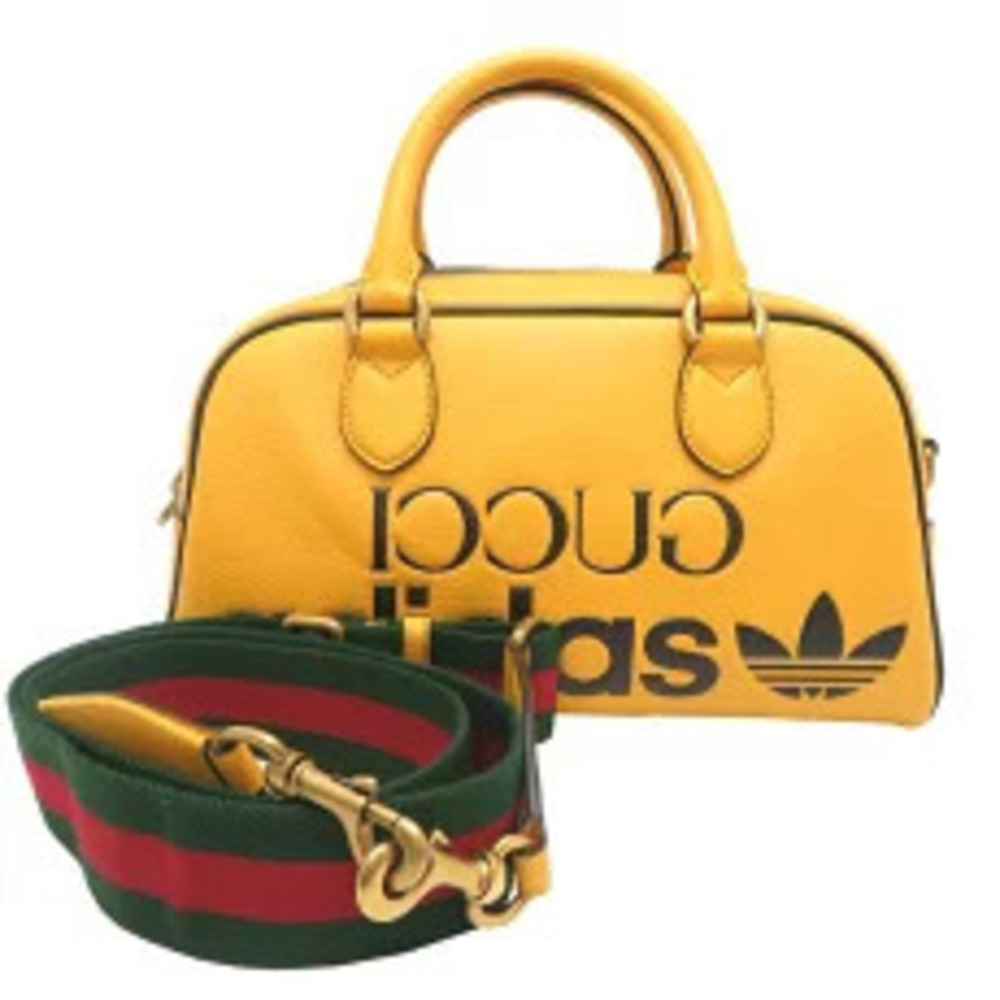 Gucci Adidas Duffle Bag Boston Leather Yellow